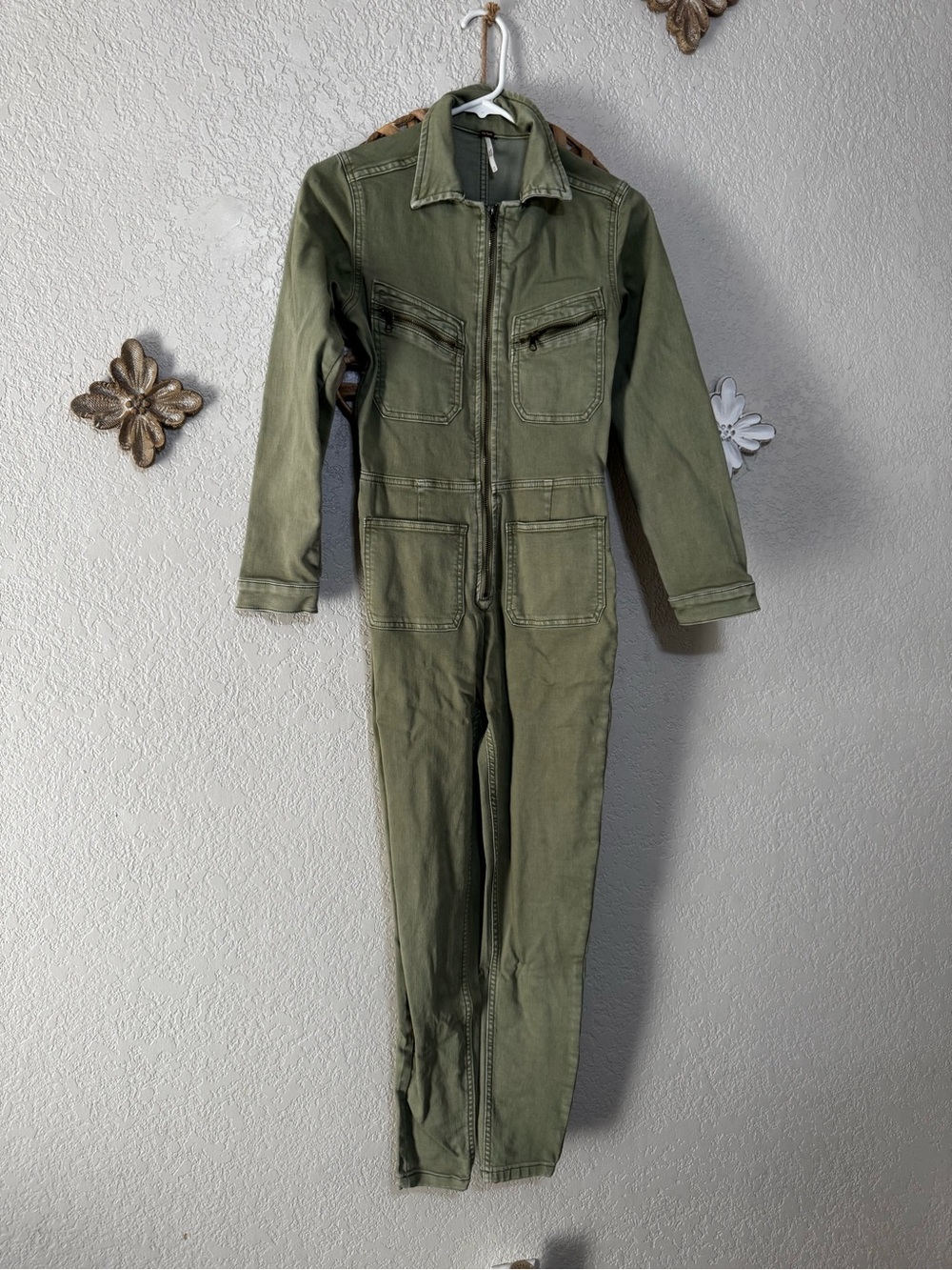 Free People Olive Green Utility Jumpsuit - Picture 4 of 6